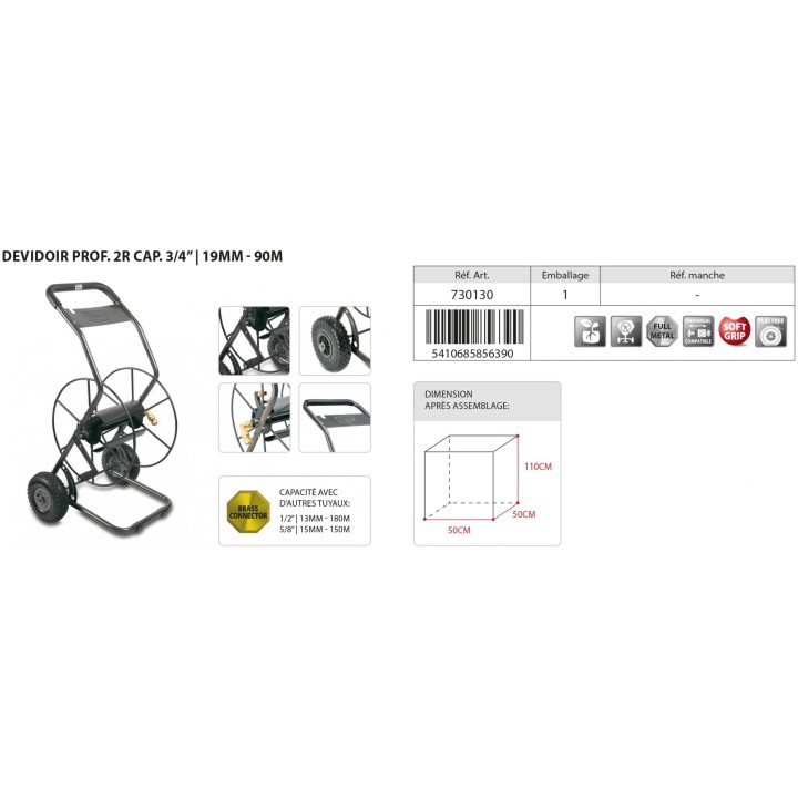 Dévidoir métal professionnel 2R Polet 90 M