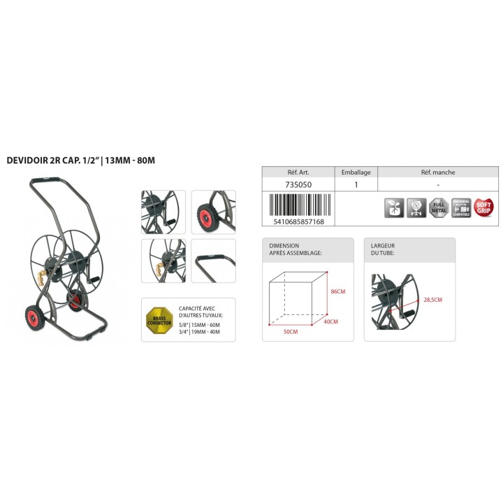 Dévidoir métal  2R POLET 80 M