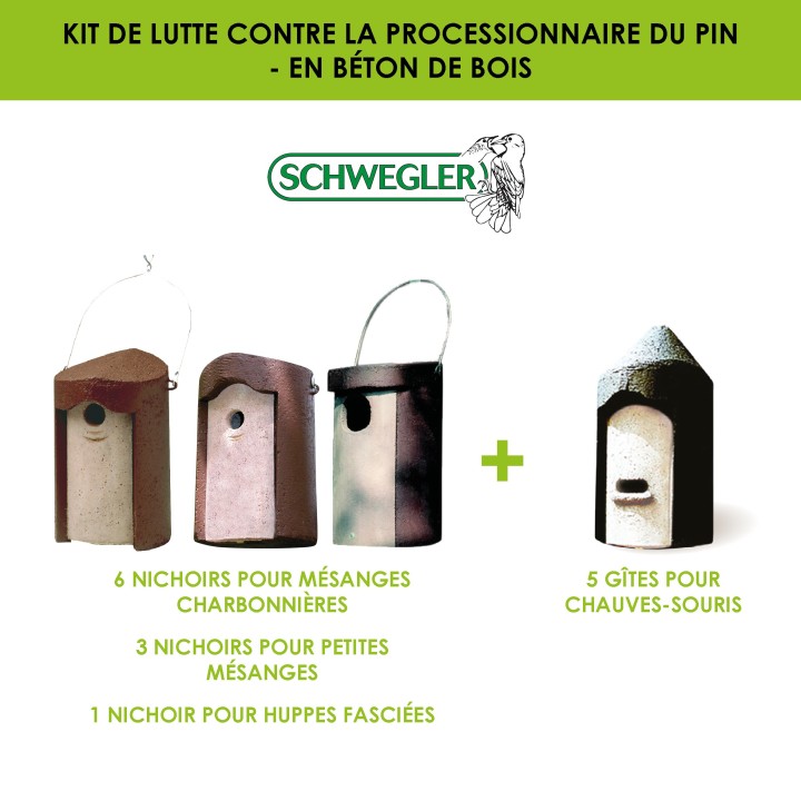 Kit 15 Nichoirs en béton bois contre les chenilles processionnaires du pin