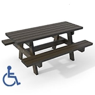 Table Parc 100% en plastique recyclé (table avec deux bancs solidaires)