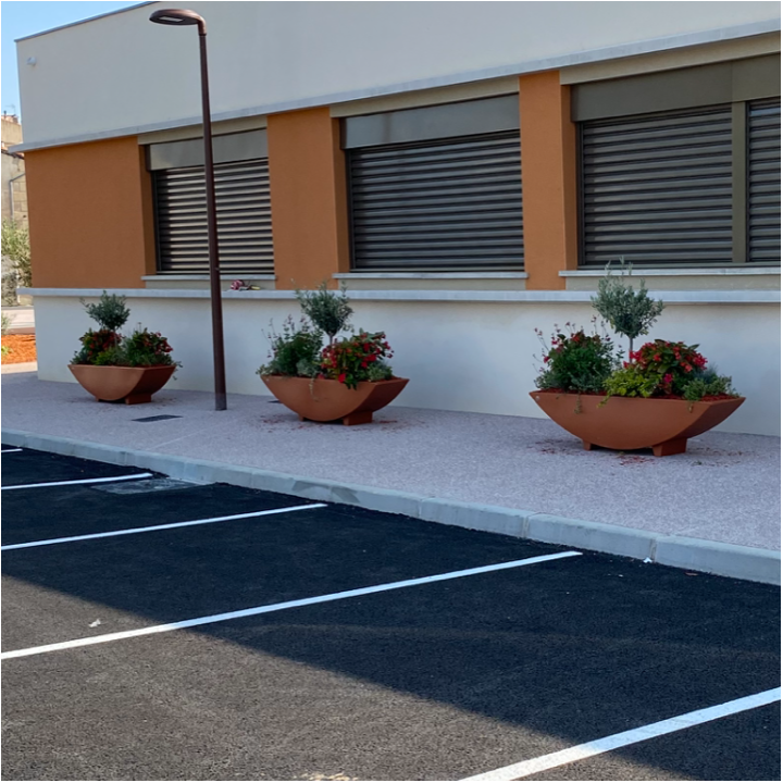 Balconnière Elipso Dimensions 1270x260xht270 mm Effet-Corten